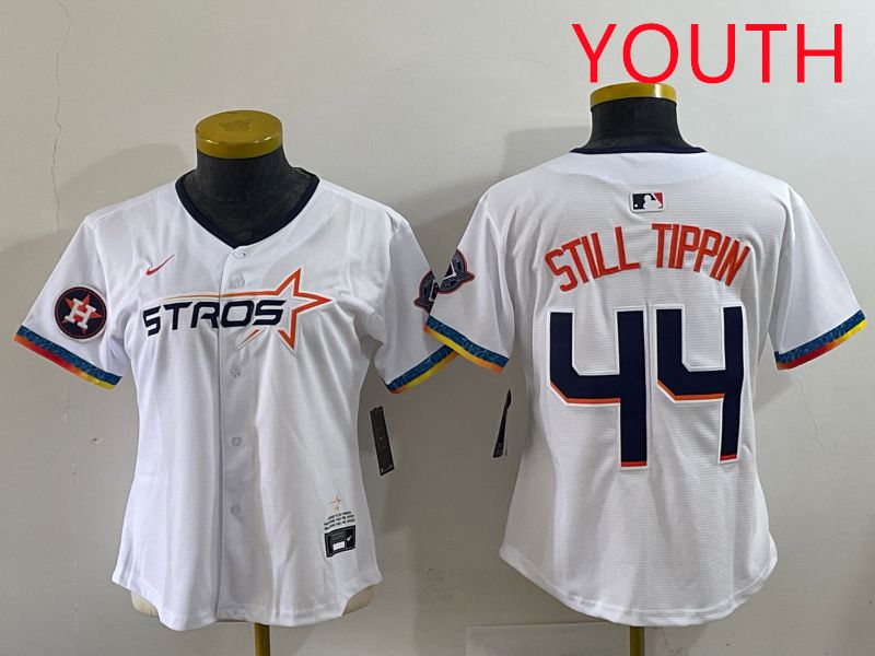 Youth Houston Astros #44 Still Tippin White Four generations Joint Name 2025 Nike MLB Jersey style 9
